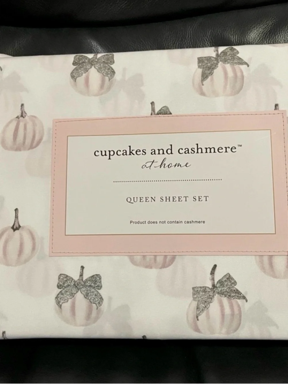 Halloween CUPCAKES & CASHMERE Pumpkin Lace Bow Queen Sheet Set